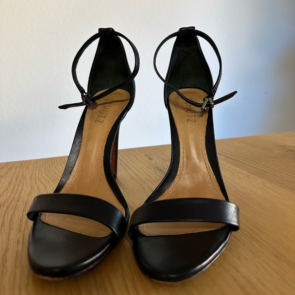 SCHUTZ Cadey Lee Strappy Sandal Black Leather Size 7 - Picture 5 of 12